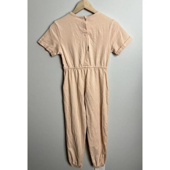Zara Cotton Short Sleeve Jumpsuit Size 11-12 Tie Waist Pockets Kids Girl’s - Picture 2 of 6